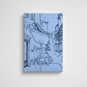 8x12 My Sketch Art Print of Van Goghs ‘Café Terrace at Night’ on canvas, Sketche